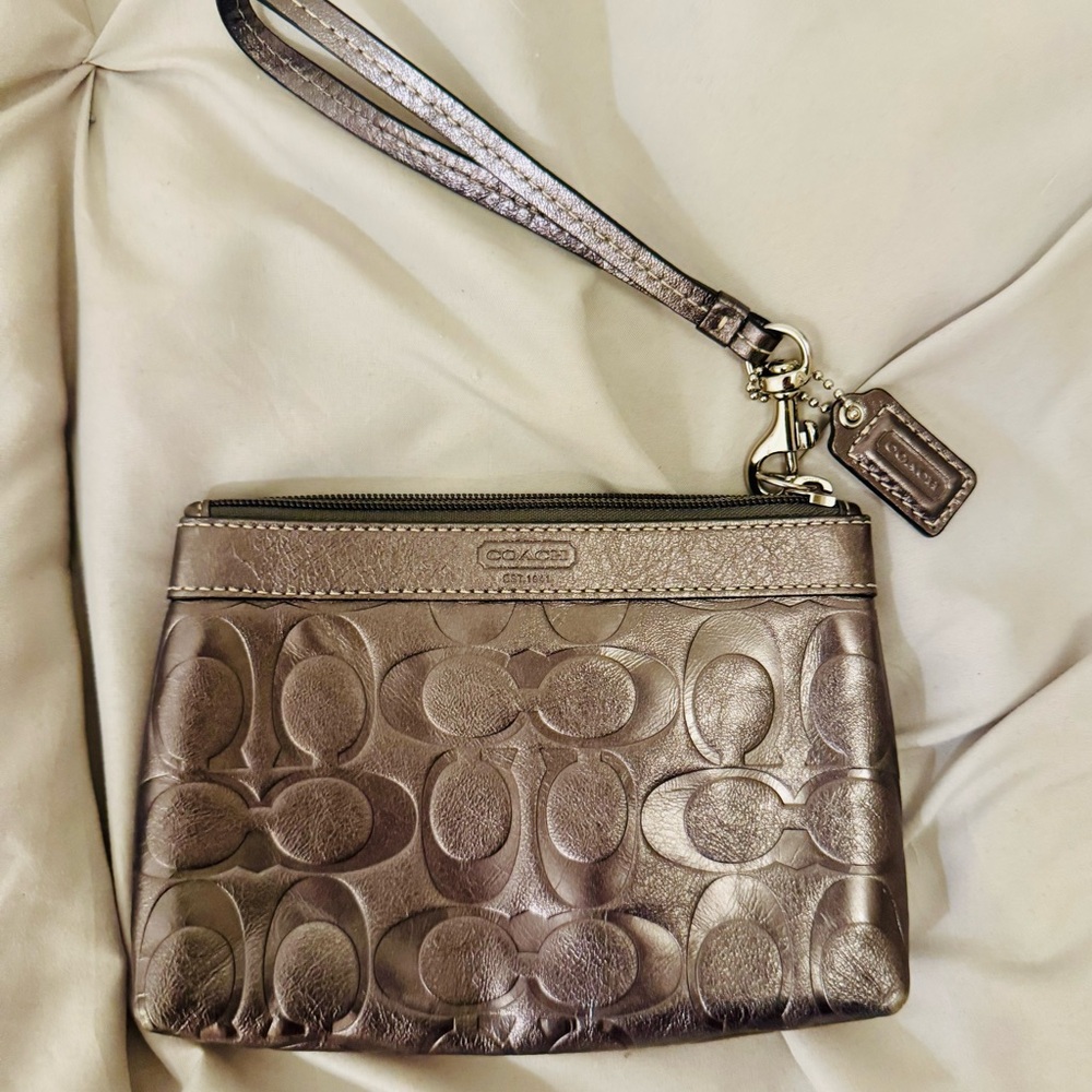 Coach Embossed Metallic Wristlet